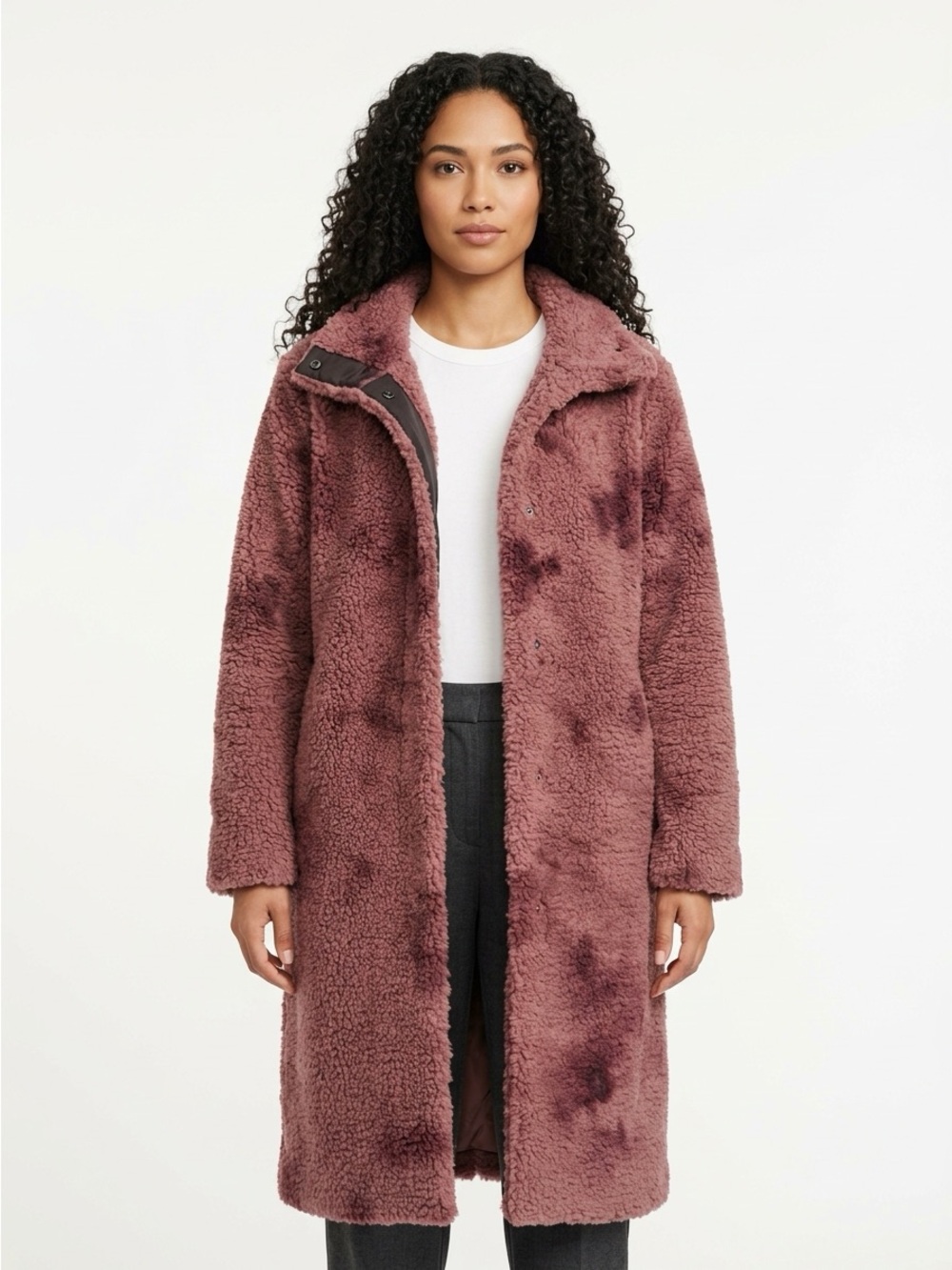 Lululemon Lab Sherpa Fleece Long Coat Snap Mauve Dusty Rose 10
